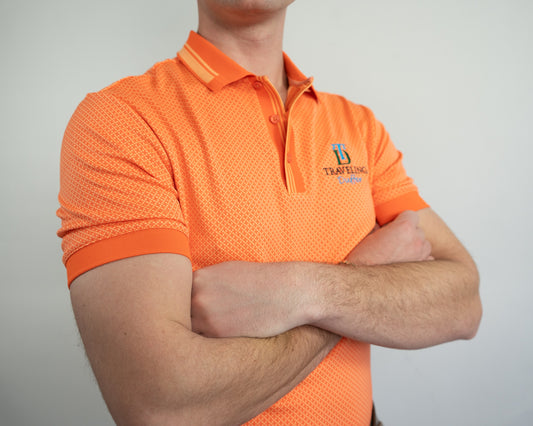 Sligo Performance Polo – Orange Micro-Pattern