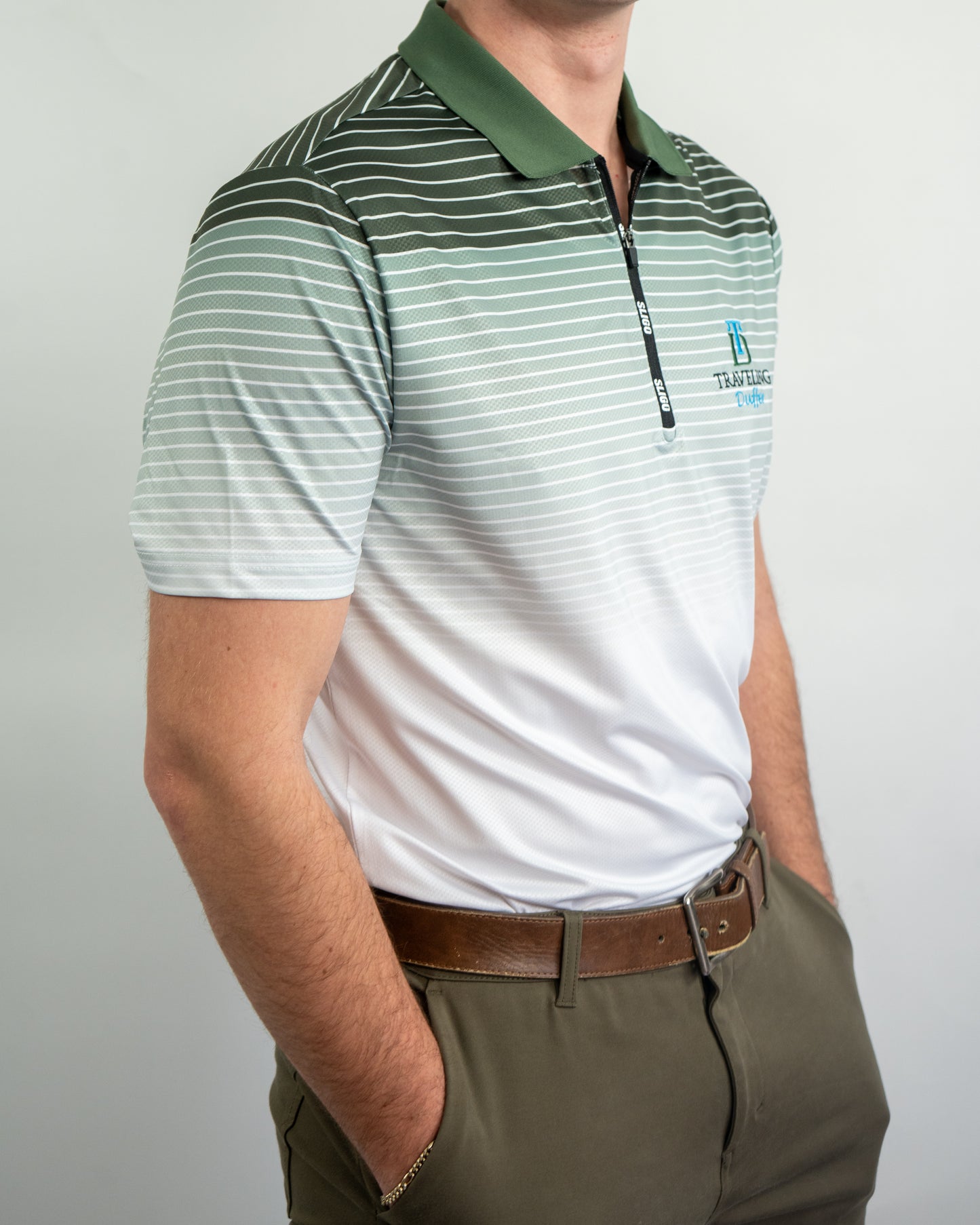 Sligo Performance Quarter-Zip Polo – Green Fade Stripe