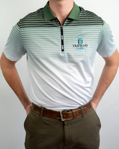 Sligo Performance Quarter-Zip Polo – Green Fade Stripe