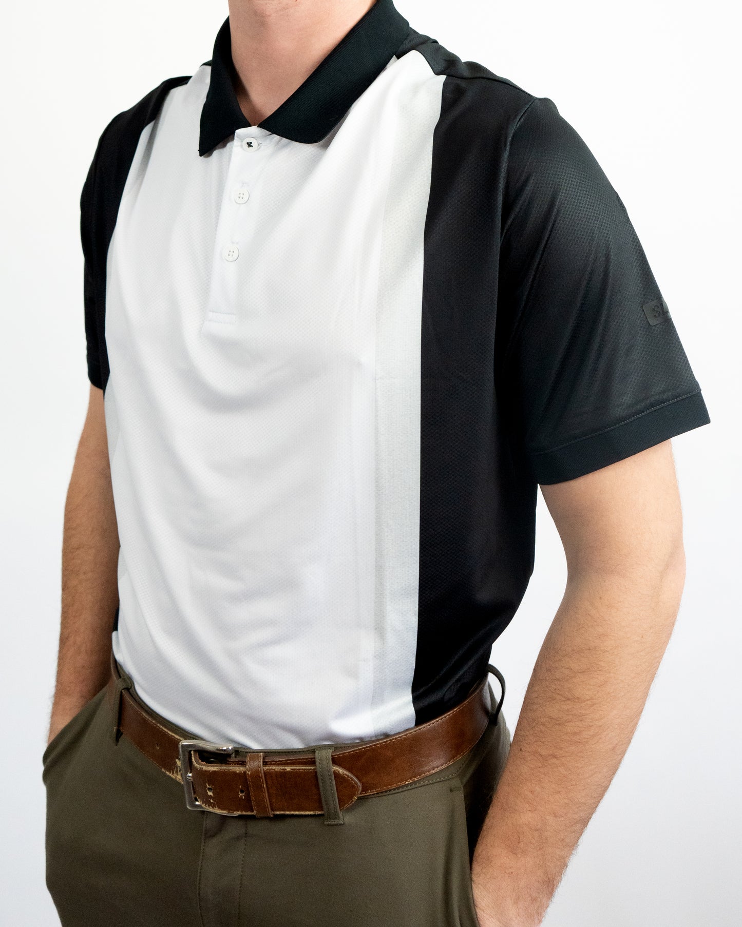 Performance Color-Block Polo – Black &amp; White