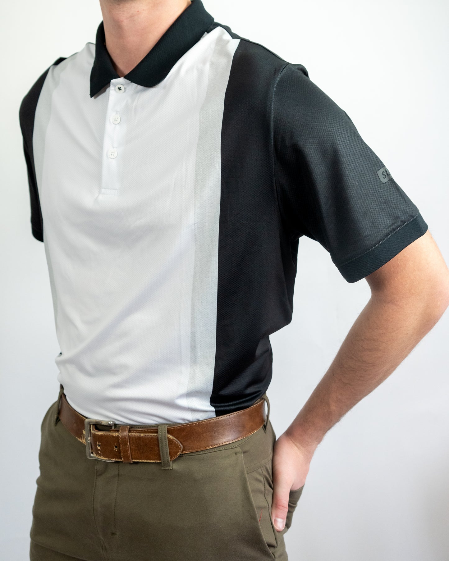 Performance Color-Block Polo – Black &amp; White